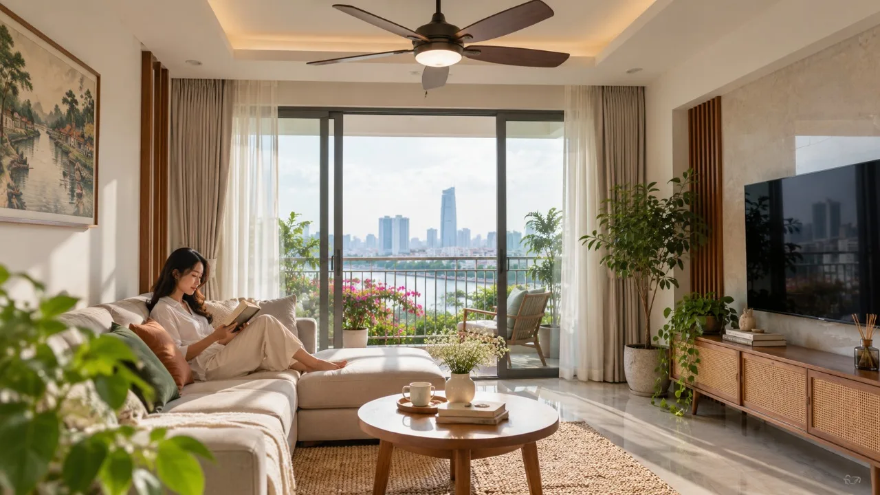 Quạt trần cho phòng khách: Đo diện tích và chiều cao ra sao?