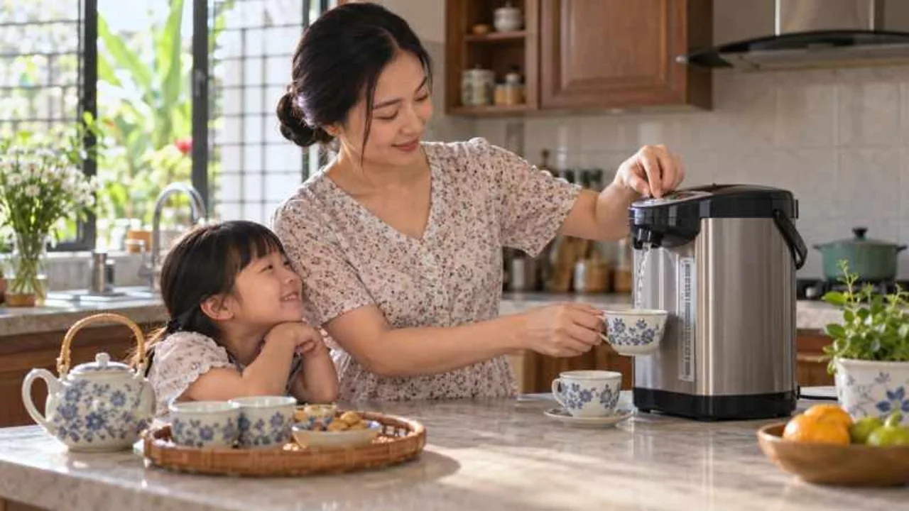 Bình thủy điện: Kiểm tra khóa trẻ em và vòi rót ra sao?