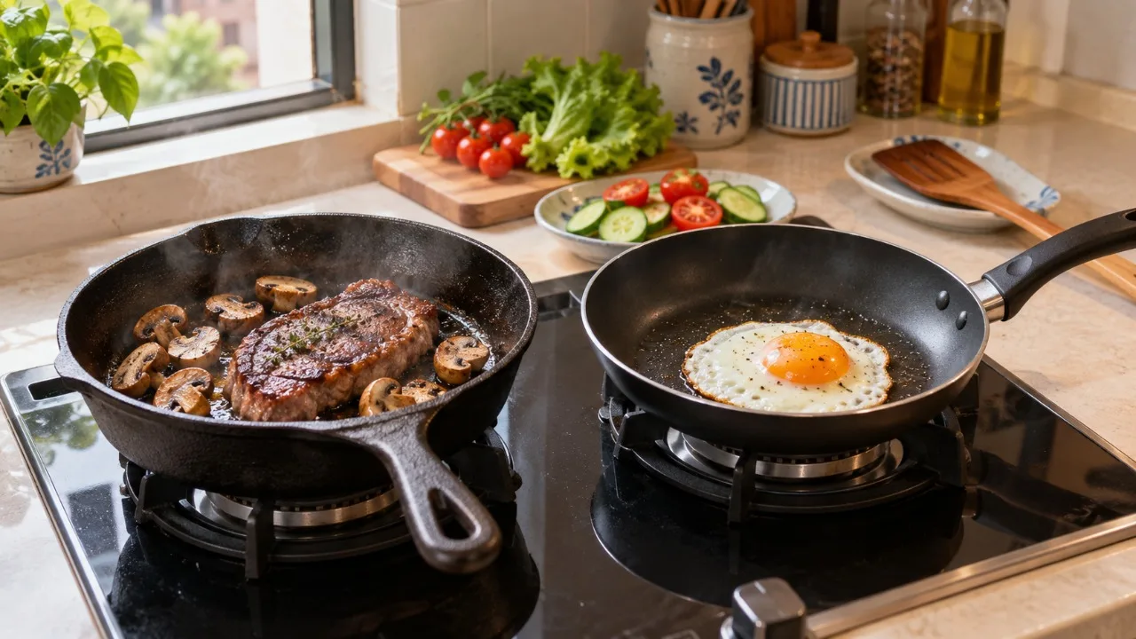 Chảo đúc và chảo chống dính thường: Khác nhau thế nào khi nấu ăn?