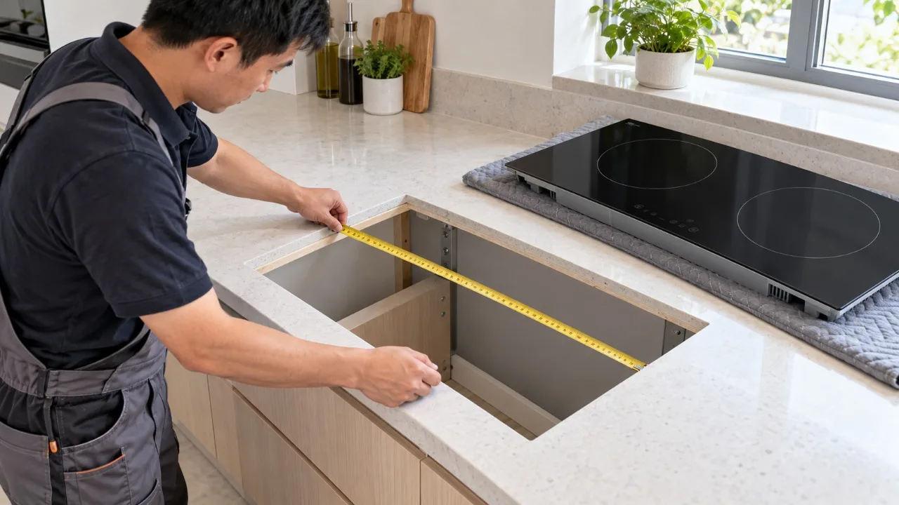 Lắp đặt bếp từ âm bàn: Cần chuẩn bị kích thước khoét đá thế nào trước khi mua?