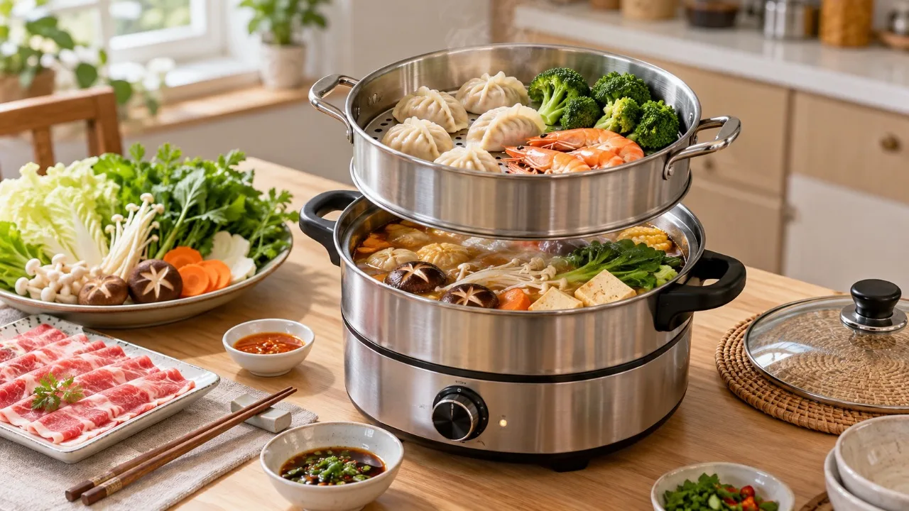 Nồi lẩu hấp điện 2 tầng: Vừa nấu lẩu vừa hấp được những món gì?