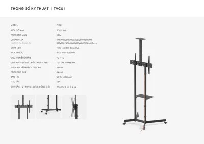 Giá treo tivi di động Hyperwork Core Stand HPW-TVC01-BLK Đen