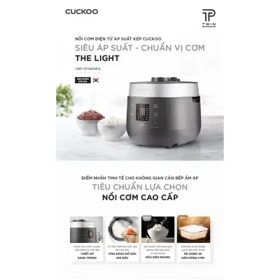 Nồi cơm điện tử áp suất kép Cuckoo CRP-ST0610FG Xám 1.08L