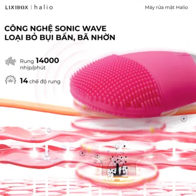 Máy rửa mặt và massage Halio Facial Cleansing & Massaging Device Baby Pink
