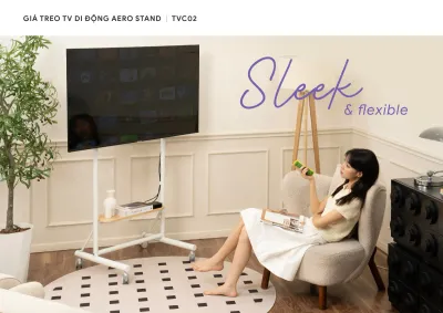 Giá treo tivi di động Hyperwork Aero Stand HPW-TVC02-WHT Trắng