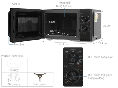 Lò vi sóng có nướng Toshiba MW3-MG25PE(BK)