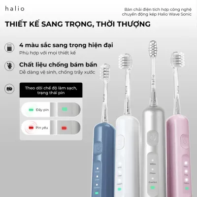 Bàn chải điện Halio Wave Sonic Electric Toothbrush - Pink Whisper