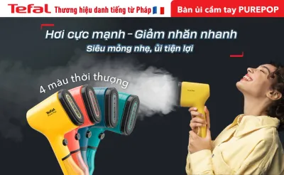 Bàn ủi hơi nước cầm tay Tefal Pure Pop DT2026E1 Vàng