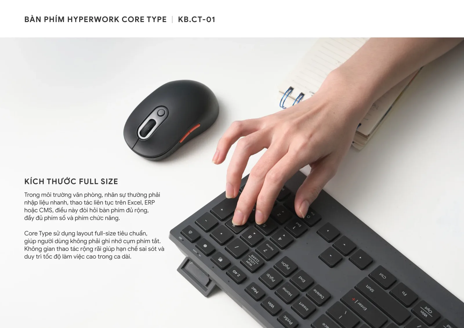 Bàn phím không dây HyperWork Core Type HPW-KB.CT 01-BLK - ảnh 4