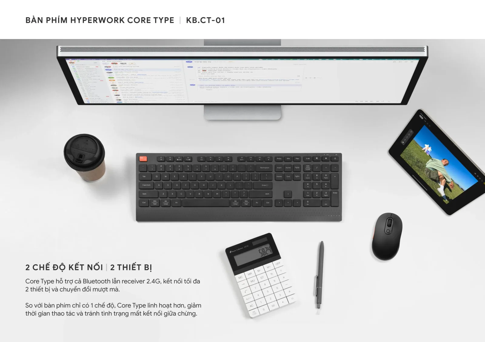 Bàn phím không dây HyperWork Core Type HPW-KB.CT 01-BLK - ảnh 5
