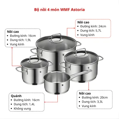 Bộ nồi inox 4 món WMF Astoria - 0780546040