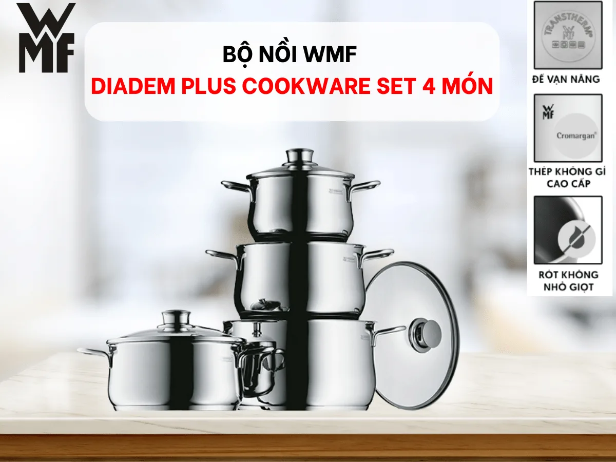 Bộ nồi inox 4 món WMF Diadem Plus - ảnh 2