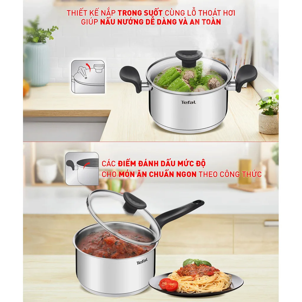 Bộ nồi inox Tefal Primary 16/18/20cm (E308S674) - ảnh 3