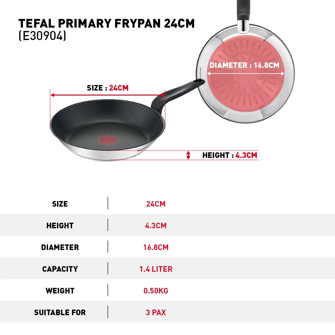 Chảo chiên inox chống dính Tefal Primary 24cm (E3090404) - ảnh 7