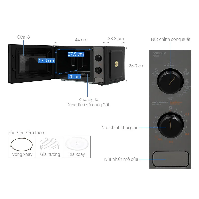 Lò vi sóng có nướng Toshiba MM2-MG20PE(BM)VN - ảnh 3