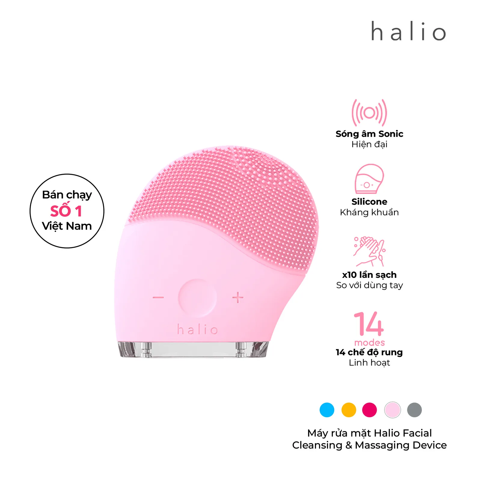 Máy rửa mặt và massage Halio Facial Cleansing & Massaging Device Baby Pink - ảnh 6