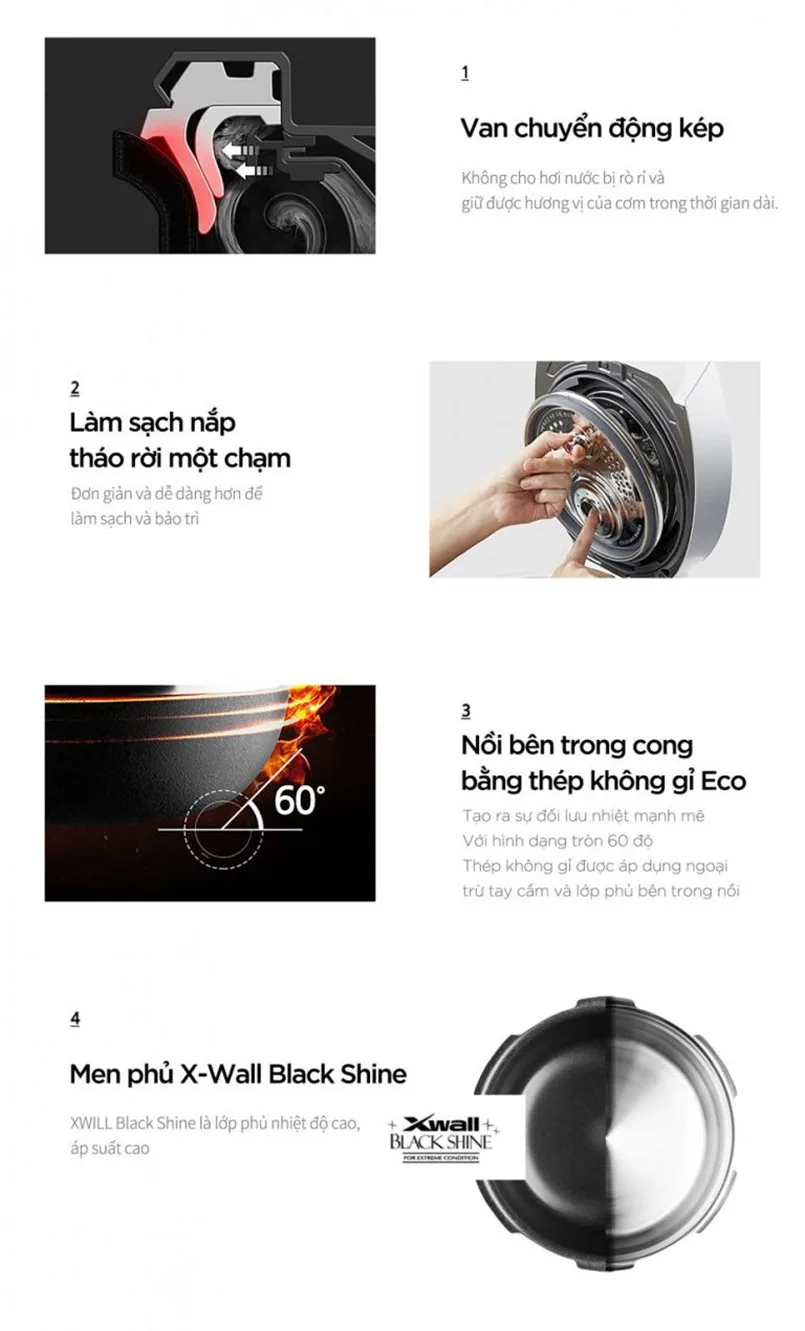 Nồi cơm điện tử áp suất kép cao tần Cuckoo CRP-LHTR1010FD Xám Bạc 1.8L - ảnh 4
