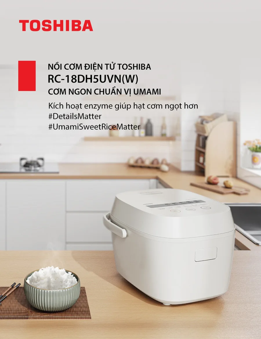 Nồi cơm điện tử Toshiba RC-18DH5UVN(W) - ảnh 2