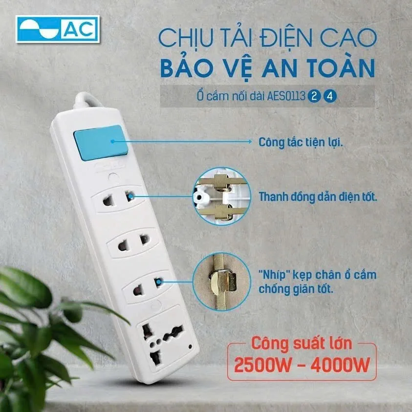 Ổ cắm nối dài an toàn AC AES011323 - ảnh 2