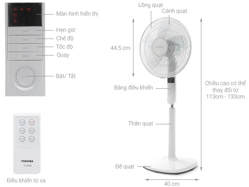 Quạt đứng Toshiba F-LSA20(W)VN - ảnh 6