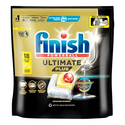 Viên rửa chén Finish Powerball Ultimate Plus 18 viên hương chanh